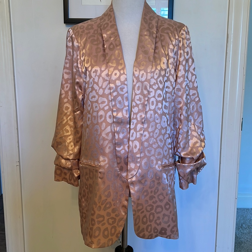 Pink Cheetah Satin Blazer. Womens Size Medium.